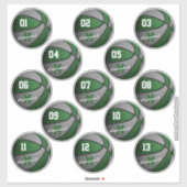 groene grijze basketbal op maat 13 spelers sticker (Vel)
