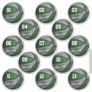 groene grijze basketbal op maat 13 spelers sticker
