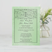Groene grijze bruiloft verloving kaart (Staand voorkant)