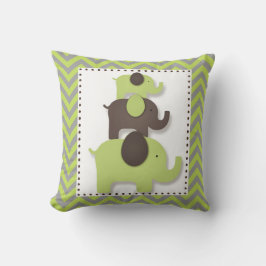 Groene & Grijze Chevron Olifant Kussen
