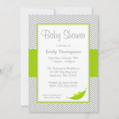 Groene grijze Chevron Pea Pod Baby Shower Invitati Kaart (Voorkant)