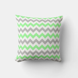 Groene & Grijze Chevron Vierkante Kussen