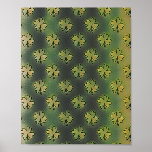 groene, grijze en oranje shamrock St Patrick Poster (Voorkant)
