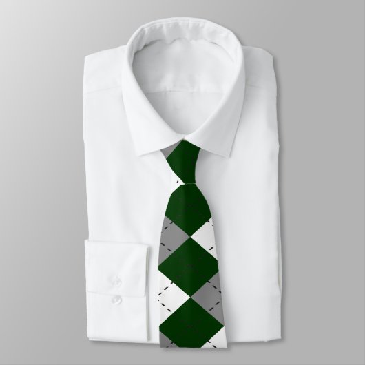 Groene, grijze en witte Argyle Necktie Stropdas (Gebonden)