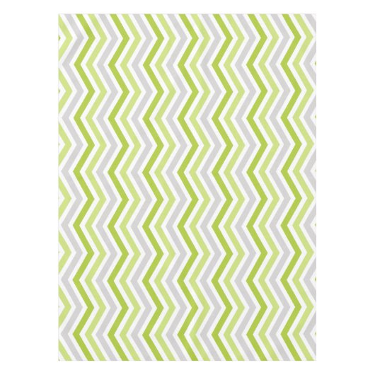 Groene, grijze en witte Chevron Stripe Tablecloth Tafelkleed (Voorkant)