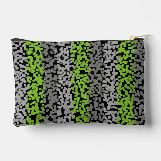 Groene, grijze en zwarte digitale pixelstrepen etui (Achterkant)