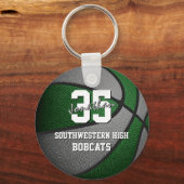 groene grijze kinder sportcadeaus basketbalteam na sleutelhanger (Voorkant)