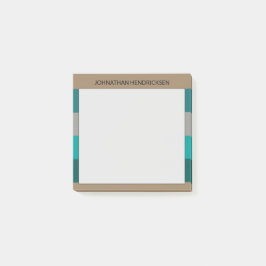 Groene Grijze Streep Moderne & Mannelijke Monogram Post-it® Notes