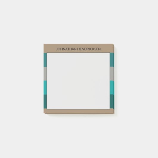 Groene Grijze Streep Moderne & Mannelijke Monogram Post-it® Notes (Voorkant)