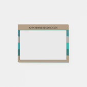 Groene Grijze Streep Moderne & Mannelijke Monogram Post-it® Notes (Voorkant)