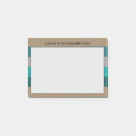 Groene Grijze Streep Moderne & Mannelijke Monogram Post-it® Notes