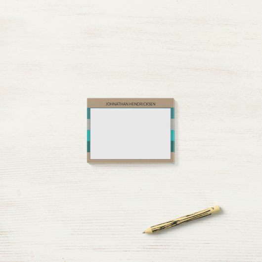 Groene Grijze Streep Moderne & Mannelijke Monogram Post-it® Notes (Op bureau)