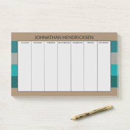 Groene Grijze Streep Moderne & Mannelijke Monogram Post-it® Notes