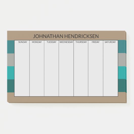 Groene Grijze Streep Moderne & Mannelijke Monogram Post-it® Notes (Voorkant)