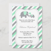 Groene & Grijze Strepen Baby Olifant | BABY SHOWER Kaart (Voorkant)