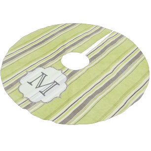 Groene grijze strips Monogram Initiaal Kerstboom Rok