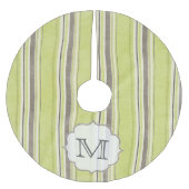 Groene grijze strips Monogram Initiaal Kerstboom Rok (Voorkant)