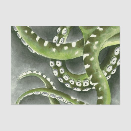 Groene grijze Tentacles Tissuepapier (Voorkant)