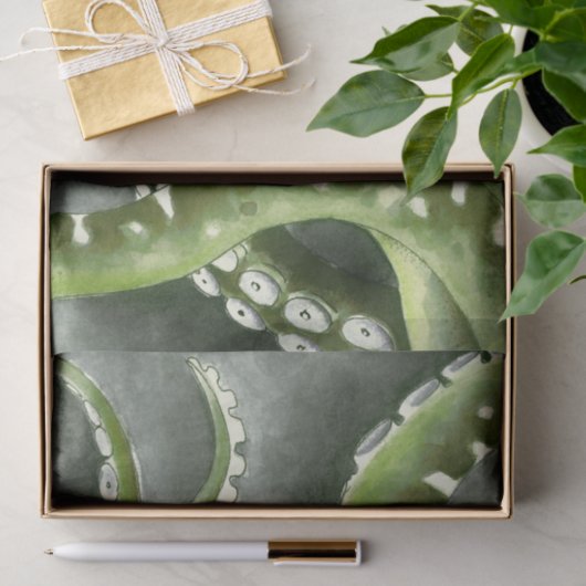 Groene grijze Tentacles Tissuepapier (Geschenk)