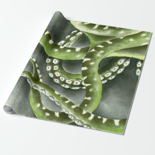 Groene grijze tentakels cadeaupapier