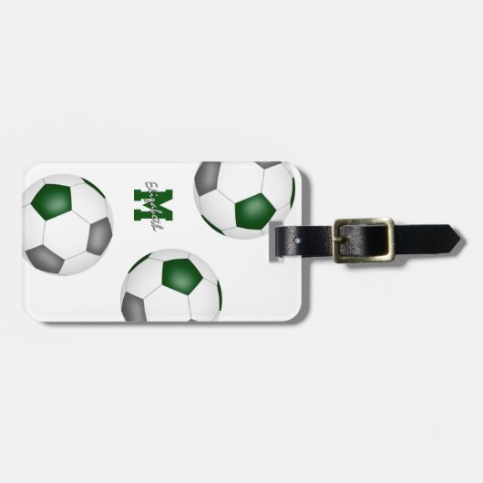 groene grijze voetbaltas ID jongens teamkleuren Bagagelabel (Voorkant horizontaal)