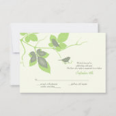 Groene Grijze Vogels en Bladeren Trouwantwoord Kaa RSVP Kaartje (Voorkant)