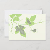 Groene Grijze Vogels en Bladeren Trouwantwoord Kaa RSVP Kaartje (Achterkant)