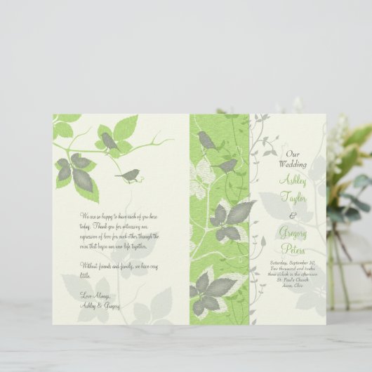 Groene grijze vogels en wijnzegenprogramma (Staand voorkant)