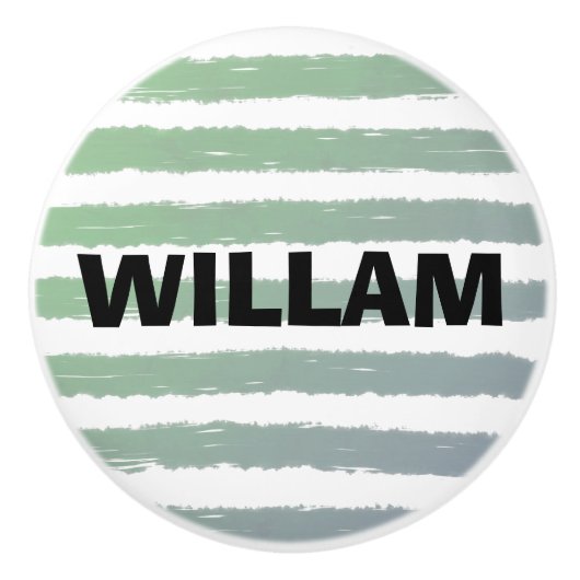 Groene grijze witte Waterverf Stripes Keramische Knop (Voorkant)