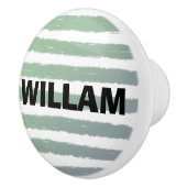 Groene grijze witte Waterverf Stripes Keramische Knop (Rechts)