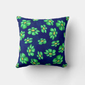 Groene grillige bloemen madeliefjes op blauwe acht kussen (Achterkant)