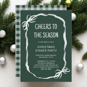 Groene grillige hand getrokken kerstdiner partij kaart