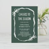 Groene grillige hand getrokken kerstdiner partij kaart (Staand voorkant)