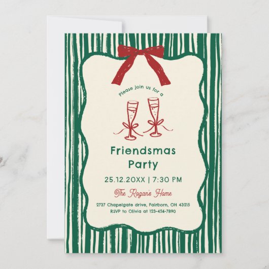 Groene grillige hand getrokken vriendjespartij kaart (Voorkant)