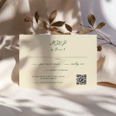 Groene grillige handgeschreven bruiloft QR-code RSVP Kaartje