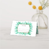 Groene groenblijvende waterverf bruiloft plaatskaartje