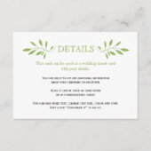 Groene groene bladeren patroon bruiloft informatiekaartje (Voorkant)