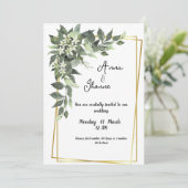 Groene groene bloemen Kaart bruiloft uitnodiging (Staand voorkant)