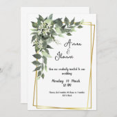 Groene groene bloemen Kaart bruiloft uitnodiging (Voorkant / Achterkant)