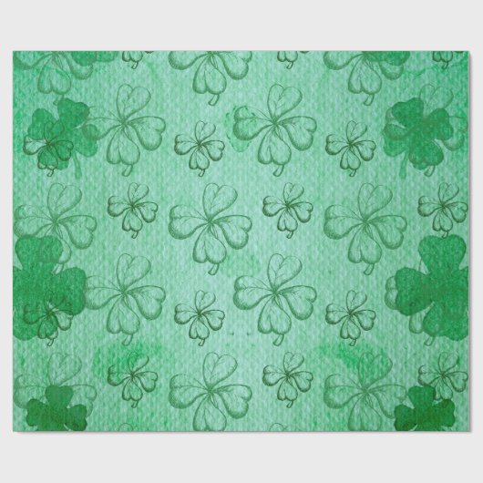 GROENE, GROENE EEN LUCKY VIER-LEAF CLOVER PATTERS CADEAUPAPIER (Vlak)