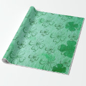GROENE, GROENE EEN LUCKY VIER-LEAF CLOVER PATTERS CADEAUPAPIER (Uitgerold)