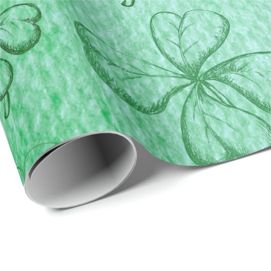 GROENE, GROENE EEN LUCKY VIER-LEAF CLOVER PATTERS CADEAUPAPIER (Rol Hoek)