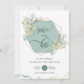 Groene, groene en Waterverf bruiloft Save The Date (Voorkant)