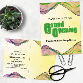 Groene groene gele Waterverf grensgolven openen Briefkaart
