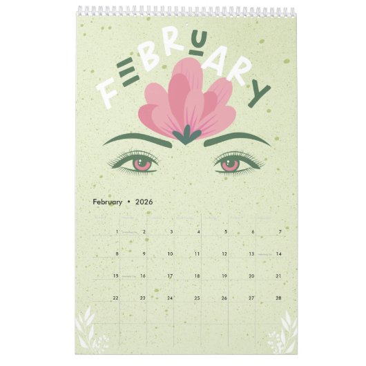 Groene groene groene groene groene ogen jaarlijkse kalender (Feb 2026)