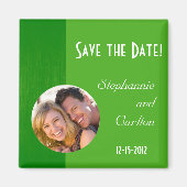 Groene/Groene Houten Korrel Bruiloft Aankondiging  Magneet (Voorkant)