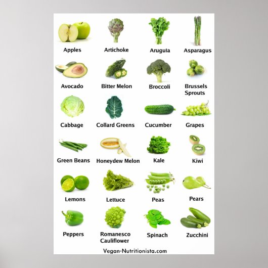 Groene groenten en fruit poster (Voorkant)