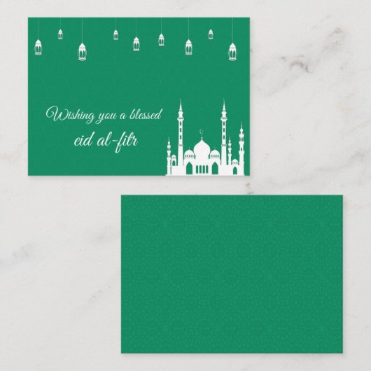 Groene groet Ramadan Notitiekaartje (Voorkant / Achterkant)