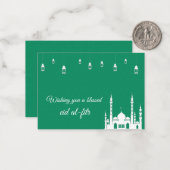 Groene groet Ramadan Notitiekaartje (Voorkant / Achterkant in situ)