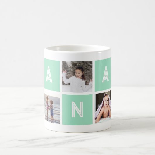 Groene grootmoeder 5 Foto Collage Nana Koffiemok (Center)